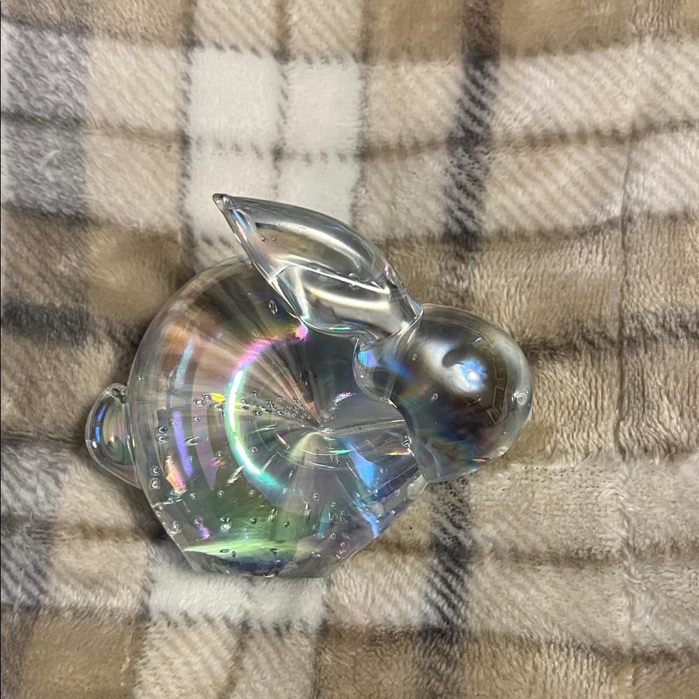 Vintage Iridescent Dakin Iridescent Glass Rabbit Figurine